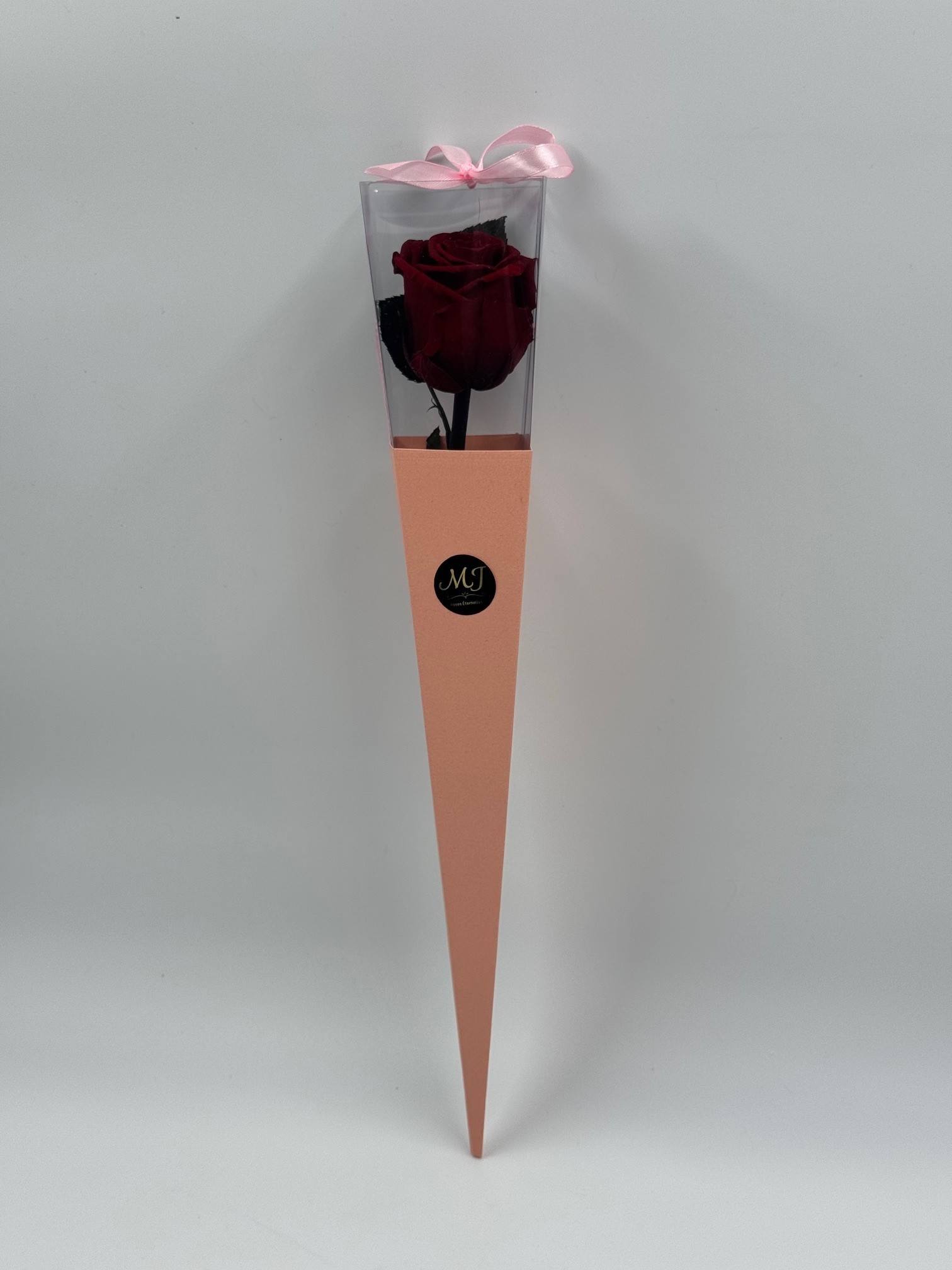 Eternal Rose Vinotinto Dark Red with stem (Pink Triangular Packaging) 1 Pack-triangle-pink-rose-rouge-fonce